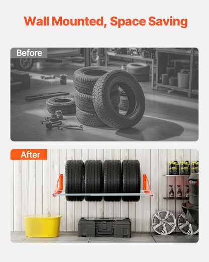 Wall Mounted Tire Rack, 31" - 56" Adjustable Tire Rack, Q235 Heavy-Duty Steel Tire Storage Rack for R14-R20 inch Standard Tires, Max 400lbs Load Capacity, Ideal for Garage Workshop Repair Shop