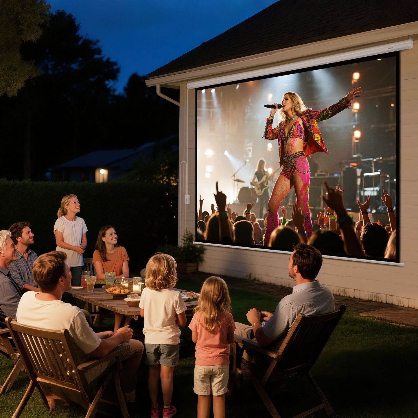 Motorized Projector Screen, 3048 mm 4:3 1080 HD Electric Projector Screen, Wall Mounted Projection Dispaly Projector with Remote Control, Automatic Movie Screen for Family Home Office Theater