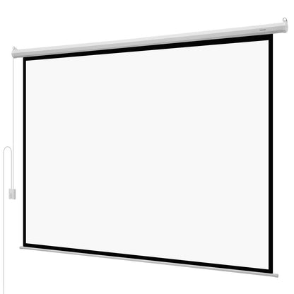 Motorized Projector Screen, 3048 mm 4:3 1080 HD Electric Projector Screen, Wall Mounted Projection Dispaly Projector with Remote Control, Automatic Movie Screen for Family Home Office Theater