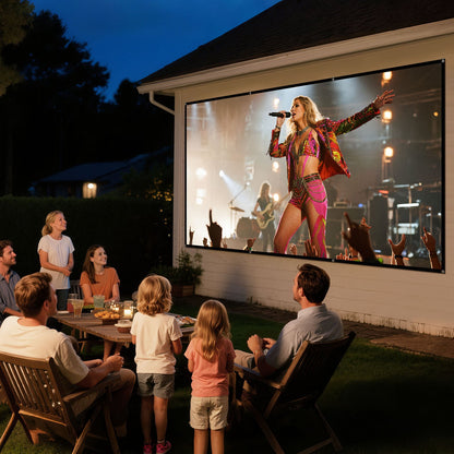 Projector Screen, 3048 mm 16:9 4K 1080 HD Projection Screen, Wall Mounted Projection Dispaly Projector with 8 Hooks and Double-Sided Tapes, Portable Moive Canvas for Family Home Office Theater