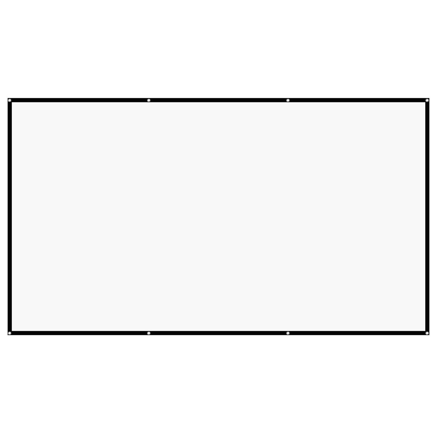 Projector Screen, 3048 mm 16:9 4K 1080 HD Projection Screen, Wall Mounted Projection Dispaly Projector with 8 Hooks and Double-Sided Tapes, Portable Moive Canvas for Family Home Office Theater