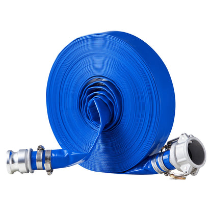 Backwash Hose, 38 mm(1.5 in) x 30.5 m(100 ft), Blue High Quality PVC Hose, with Clamps, Camlock, Aluminum Fittings, Fit Various Pumps, for Sewage Treatment, Water Transportation and More Agricultural Purposes