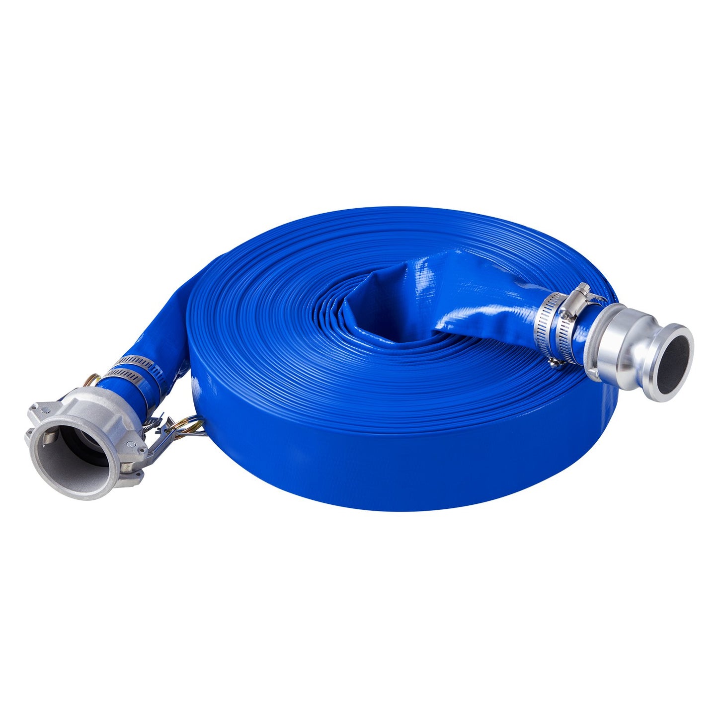 Backwash Hose, 38 mm(1.5 in) x 30.5 m(100 ft), Blue High Quality PVC Hose, with Clamps, Camlock, Aluminum Fittings, Fit Various Pumps, for Sewage Treatment, Water Transportation and More Agricultural Purposes