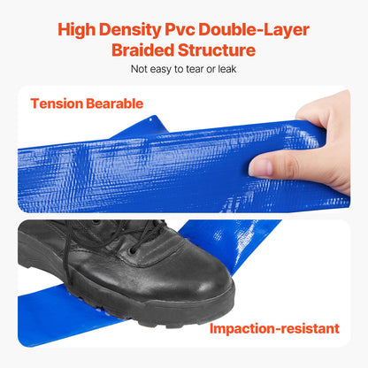 Rückspülschlauch, 51 mm (2 Zoll) x 30,5 m (100 Fuß), blauer, hochwertiger PVC-Schlauch, mit Klemmen, Camlock-Verschlüssen, Aluminium-Fittings, passend für verschiedene Pumpen, für Abwasserbehandlung, Wassertransport und weitere landwirtschaftliche Zwecke