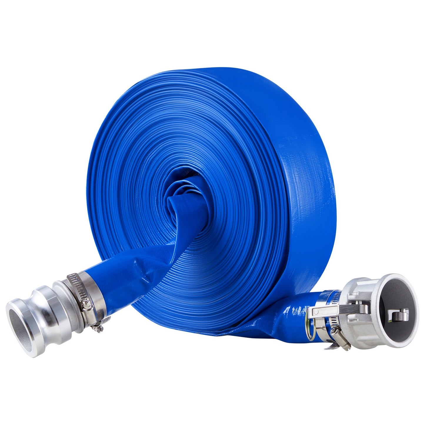 Rückspülschlauch, 51 mm (2 Zoll) x 30,5 m (100 Fuß), blauer, hochwertiger PVC-Schlauch, mit Klemmen, Camlock-Verschlüssen, Aluminium-Fittings, passend für verschiedene Pumpen, für Abwasserbehandlung, Wassertransport und weitere landwirtschaftliche Zwecke