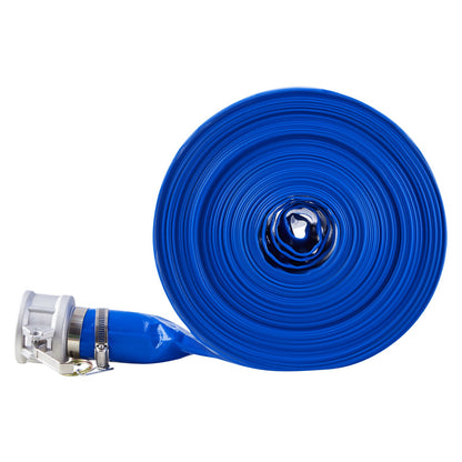 Rückspülschlauch, 51 mm (2 Zoll) x 30,5 m (100 Fuß), blauer, hochwertiger PVC-Schlauch, mit Klemmen, Camlock-Verschlüssen, Aluminium-Fittings, passend für verschiedene Pumpen, für Abwasserbehandlung, Wassertransport und weitere landwirtschaftliche Zwecke