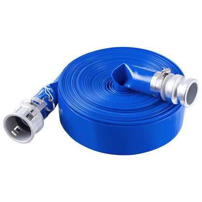 Rückspülschlauch, 51 mm (2 Zoll) x 30,5 m (100 Fuß), blauer, hochwertiger PVC-Schlauch, mit Klemmen, Camlock-Verschlüssen, Aluminium-Fittings, passend für verschiedene Pumpen, für Abwasserbehandlung, Wassertransport und weitere landwirtschaftliche Zwecke