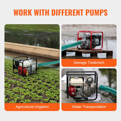 Saugschlauch, 51 mm (2 Zoll) x 6,1 m (20 Fuß), grüner, hochwertiger Schlauch, mit Camlock-Kupplungen und Aluminium-Fittings, passend für verschiedene Pumpen, für Abwasserbehandlung, Wassertransport und weitere landwirtschaftliche Zwecke