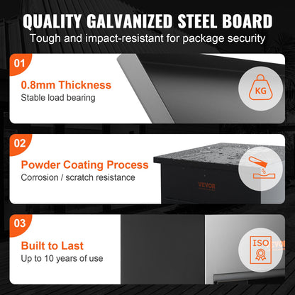 Briefkästen für den Außenbereich, 44 x 35 x 58 cm, verzinkter Stahl, Paketzustellboxen für den Außenbereich mit Zahlenschloss, Diebstahlsicherung, wasserdicht (IPX3) für Pakete zur Verwendung auf der Veranda oder am Straßenrand