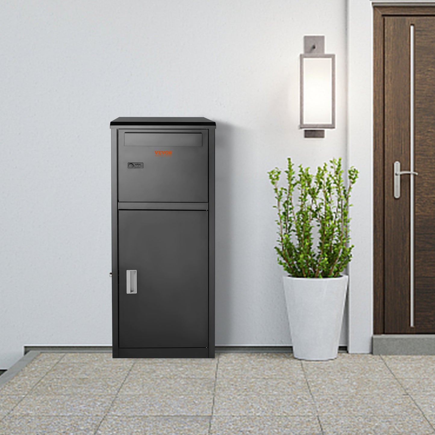 Package Delivery Boxes for Outside 41.1x40.1x111.8 cm, Galvanized Steel Package Delivery Box with Coded Lock, Removable Anti-theft Baffle, IPX3 Waterproof Parcel Drop Box for Outside, Porch