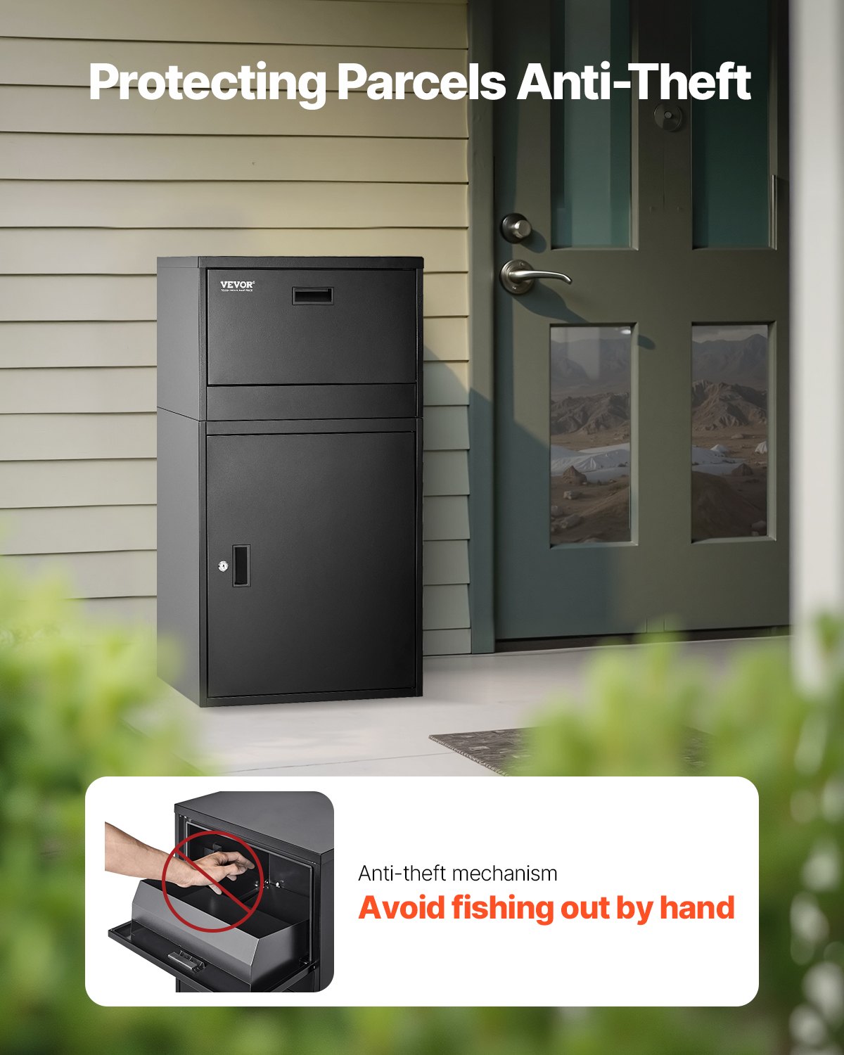 Package Delivery Boxes for Outside, 38.6 in Mailbox for Parcel with Lock, Galvanized Steel Package Drop Box with Anti-Theft Design, Weather-Resistant Package Mailbox for Home and Office, Black