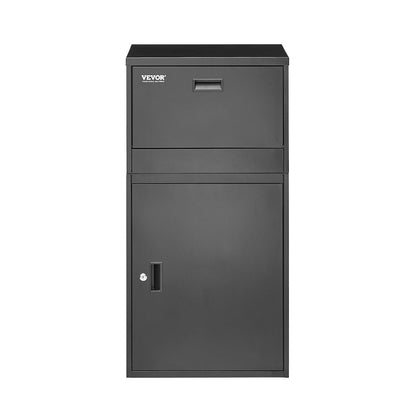 Package Delivery Boxes for Outside, 38.6 in Mailbox for Parcel with Lock, Galvanized Steel Package Drop Box with Anti-Theft Design, Weather-Resistant Package Mailbox for Home and Office, Black