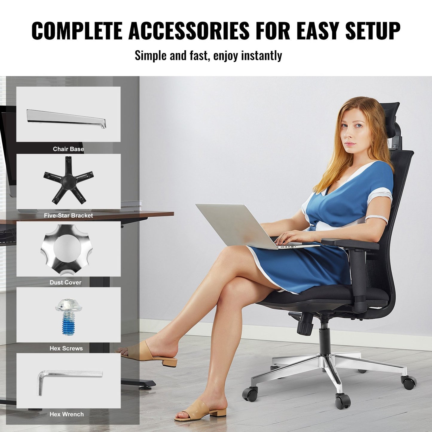 Office Chair Base Replacement, 28", 2500 lbs Static Load Capacity, Heavy Duty Universal Computer Desk Chair Stool Base Part with Reinforced Metal Legs, Desk Chair Base Replacement Parts, Silver