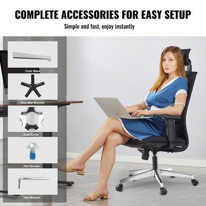 Office Chair Base Replacement, 28", 2500 lbs Static Load Capacity, Heavy Duty Universal Computer Desk Chair Stool Base Part with Reinforced Metal Legs, Desk Chair Base Replacement Parts, Silver