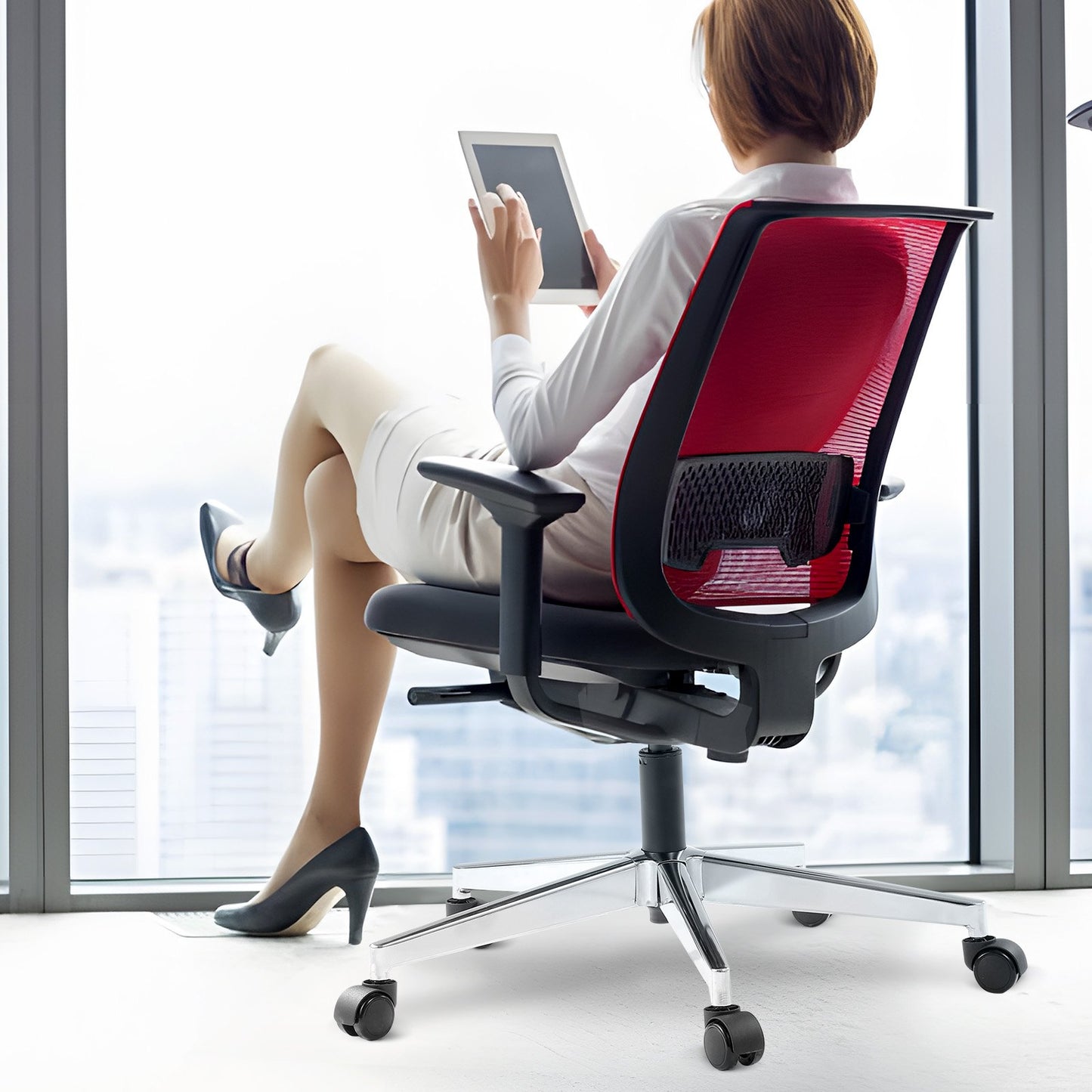 Office Chair Base Replacement, 28", 2500 lbs Static Load Capacity, Heavy Duty Universal Computer Desk Chair Stool Base Part with Reinforced Metal Legs, Desk Chair Base Replacement Parts, Silver