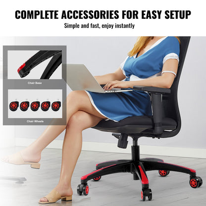 Office Chair Base Replacement, 28", 2500 lbs Static Load, Heavy Duty Universal Computer Desk Chair Stool Base Part with 5 Casters and Reinforced Legs, Desk Chair Base Replacement, Black + Red