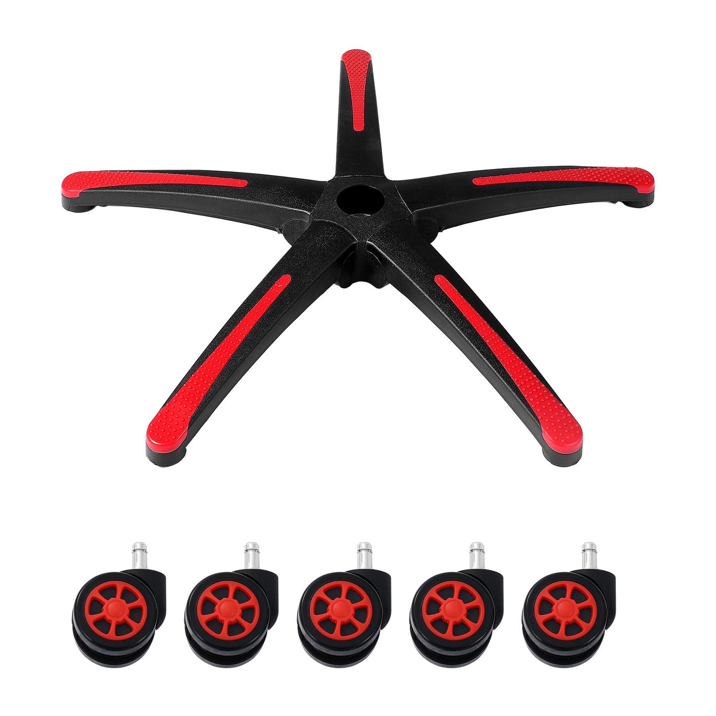 Office Chair Base Replacement, 28", 2500 lbs Static Load, Heavy Duty Universal Computer Desk Chair Stool Base Part with 5 Casters and Reinforced Legs, Desk Chair Base Replacement, Black + Red