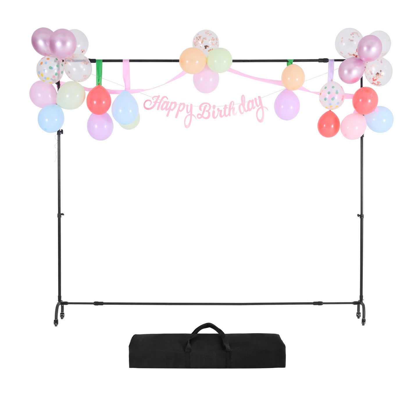 Backdrop Stand, 7 x 10 ft Adjustable Photo Backdrop Stand Kit, Portable Background Backdrop Stand with Casters, Heavy Duty Movable Projector Screen Stand, for Wedding, Photo Studio and Party