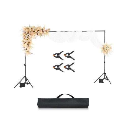 Backdrop Stand, 6.5 x 10 ft Adjustable Photo Backdrop Stand Kit, Portable Background Backdrop Stand with 5 Crossbars, Heavy Duty Projector Screen Stand, for Wedding, Photo Video Studio & Party