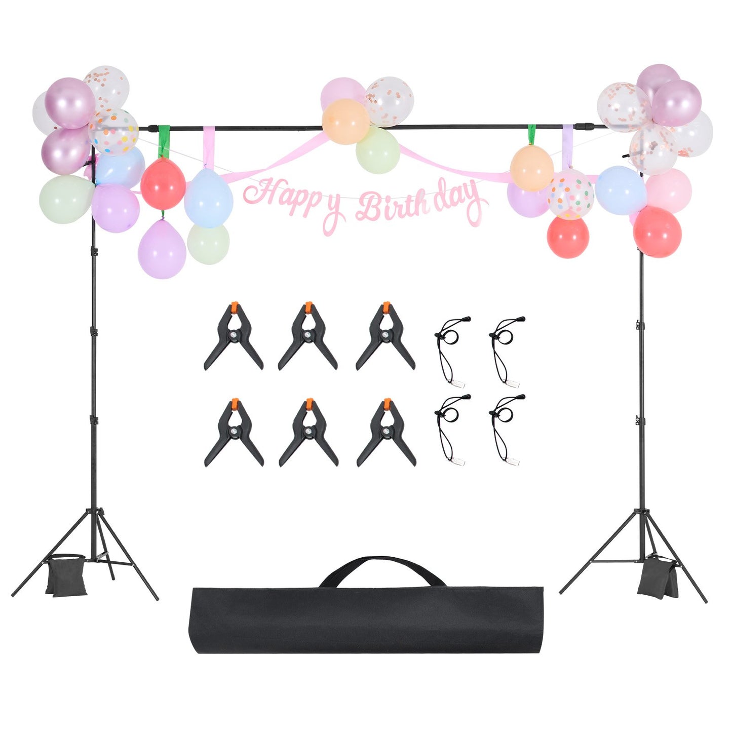 Backdrop Stand, 8.5 x 10 ft Adjustable Photo Backdrop Stand Kit, Portable Background Backdrop Stand with 2 Tripods, Heavy Duty Projector Screen Stand, for Wedding, Photo Video Studio & Party