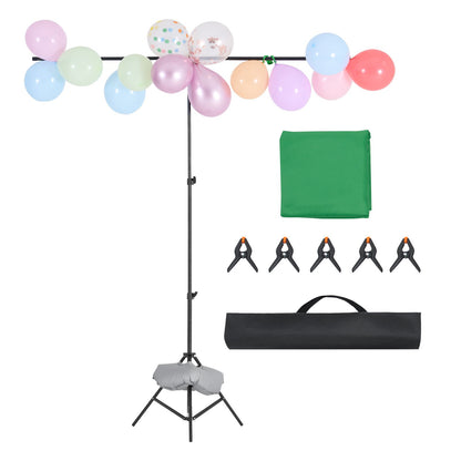 Backdrop Stand, 5 x 6.5 ft Adjustable Photo Backdrop Stand Kit, Portable Background Backdrop Stand with 3 Crossbars, Heavy Duty Projector Screen Stand, for Wedding, Photo Video Studio & Party