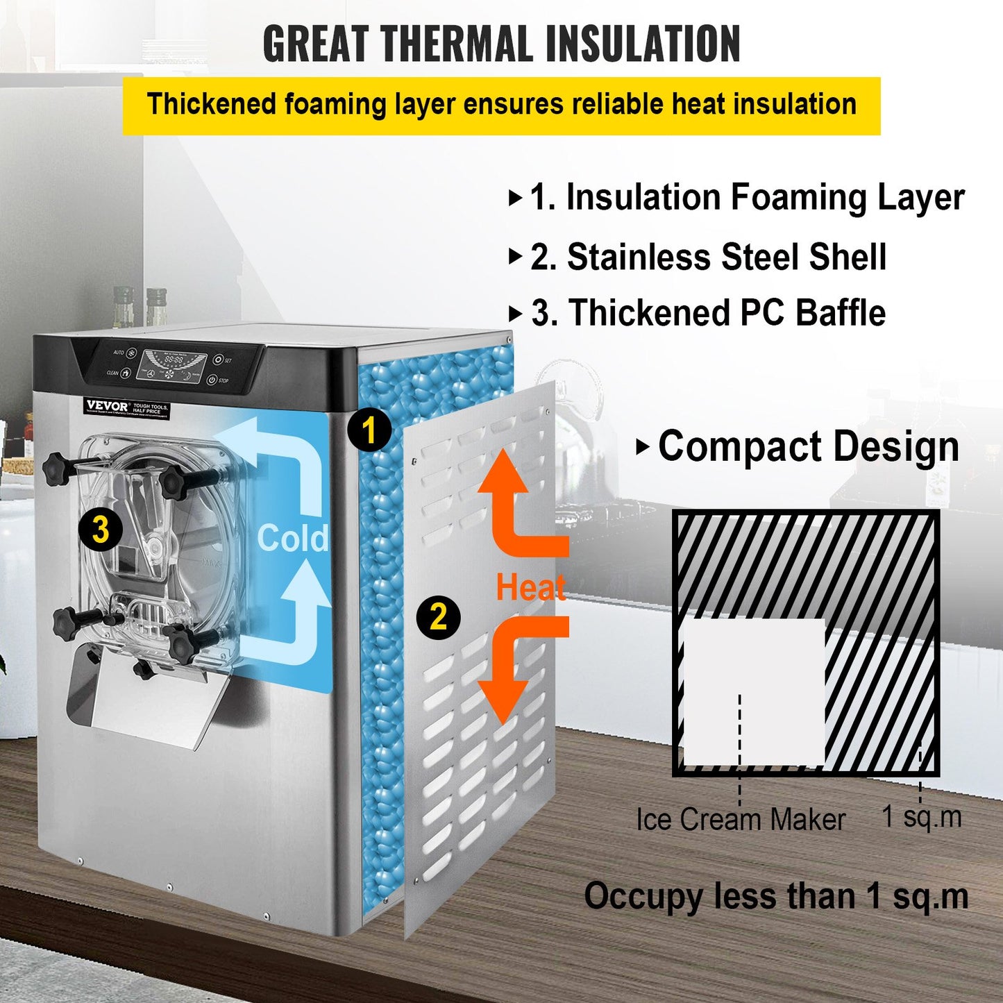 Gewerbliche Eismaschine für Harteis, 3,5–4,4 britische Gallonen/Stunde, Edelstahl
