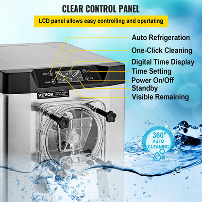 Gewerbliche Eismaschine für Harteis, 3,5–4,4 britische Gallonen/Stunde, Edelstahl