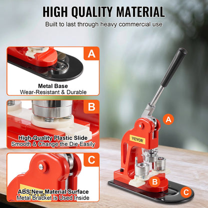 Buttonmaschine, 25-mm-Stanzpresse, Bastelset für Kinder, Anstecknadel-Set mit 500 Buttonteilen, Kreisschneider und Zauberbuch