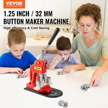 Buttonmaschine, 32-mm-Stanzpresse, Bastelset für Kinder, Anstecknadel-Set mit 500 Buttonteilen, Kreisschneider und Zauberbuch