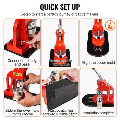 Buttonmaschine, 75-mm-Stanzpresse, Bastelset für Kinder, Anstecknadel-Set mit 500 Buttonteilen, Kreisschneider und Zauberbuch