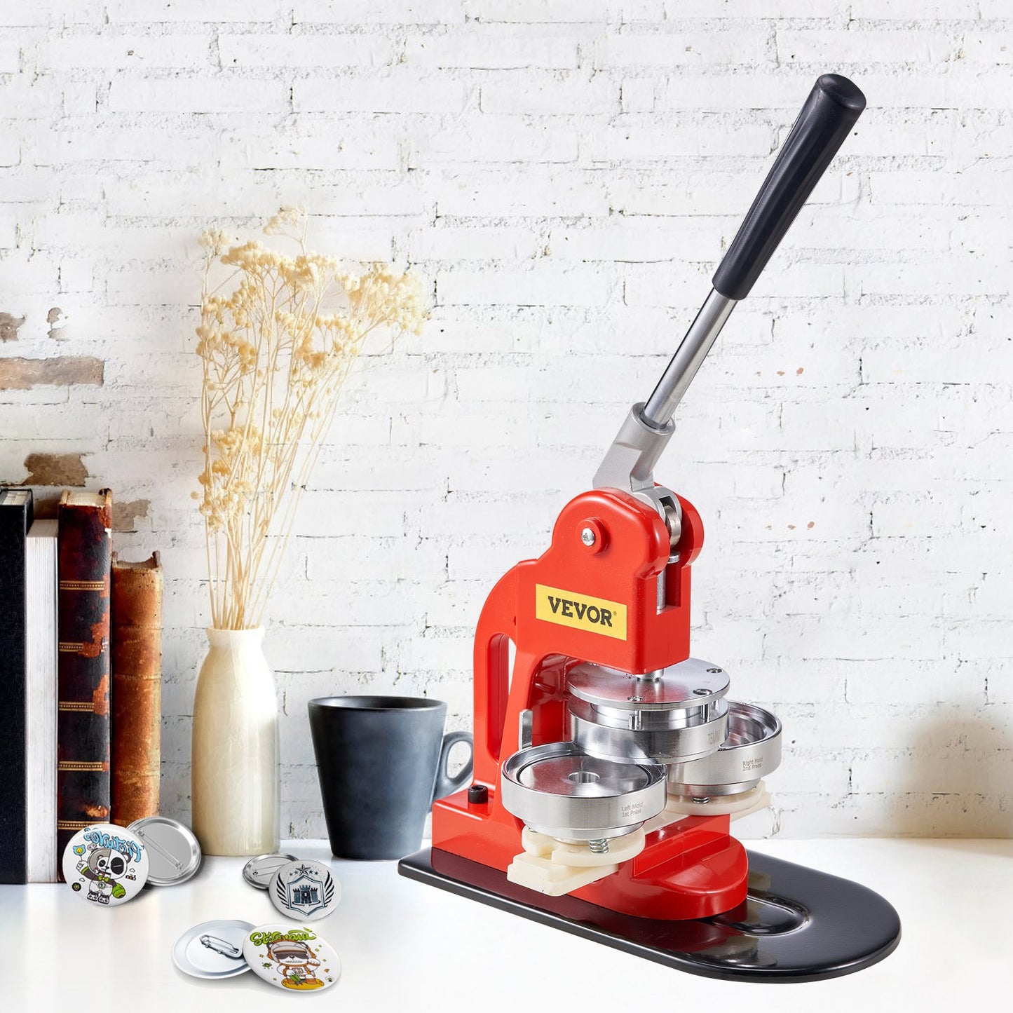 Buttonmaschine, 75-mm-Stanzpresse, Bastelset für Kinder, Anstecknadel-Set mit 500 Buttonteilen, Kreisschneider und Zauberbuch