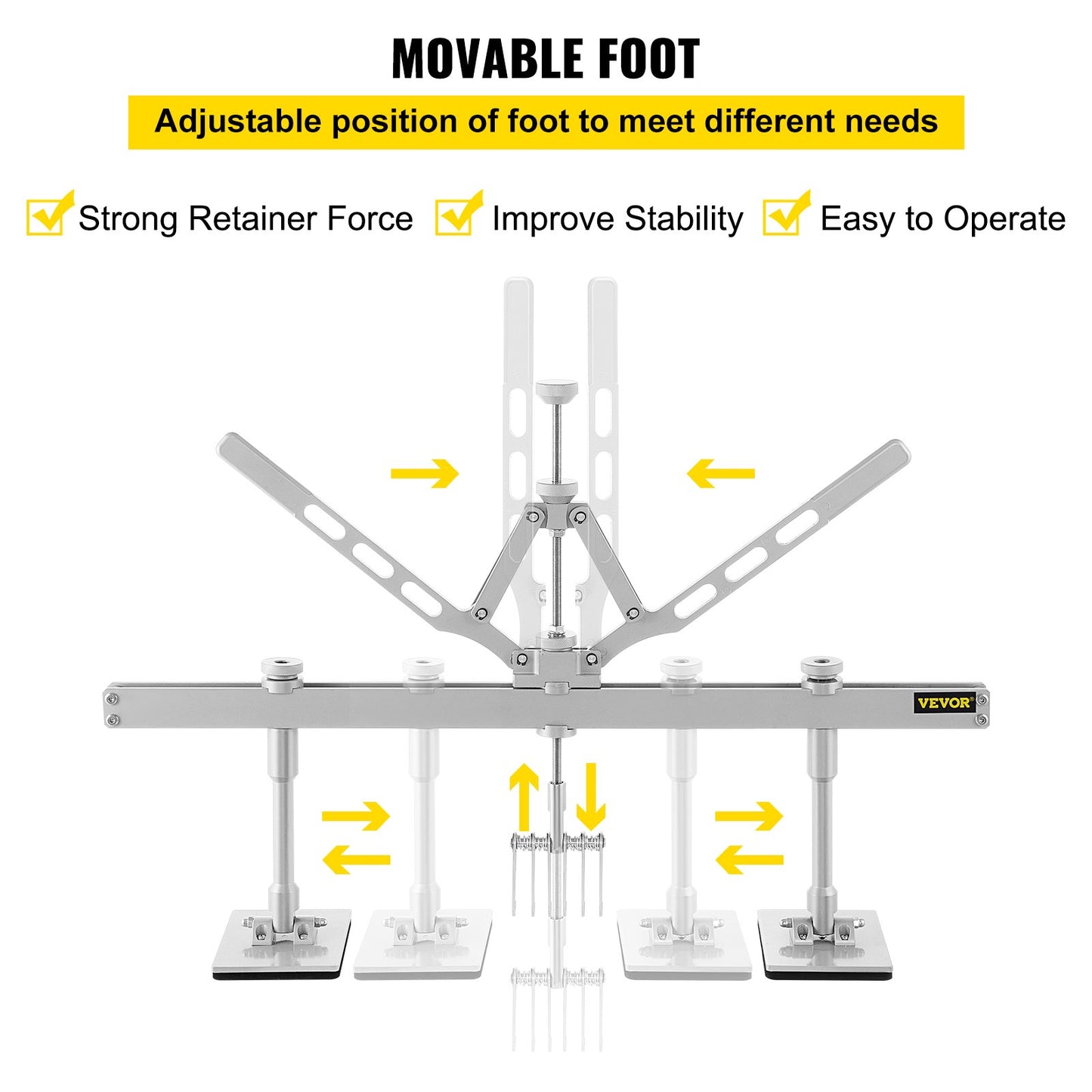 Ausbeulhebel-Set für Aluminium und Stahl, mit 6 Klauenhaken, 75 cm langer Ausbeulhebel zur Reparatur von Karosseriedellen