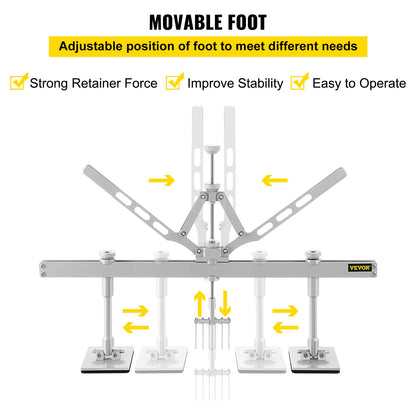 Ausbeulhebel-Set für Aluminium und Stahl, mit 6 Klauenhaken, 75 cm langer Ausbeulhebel zur Reparatur von Karosseriedellen