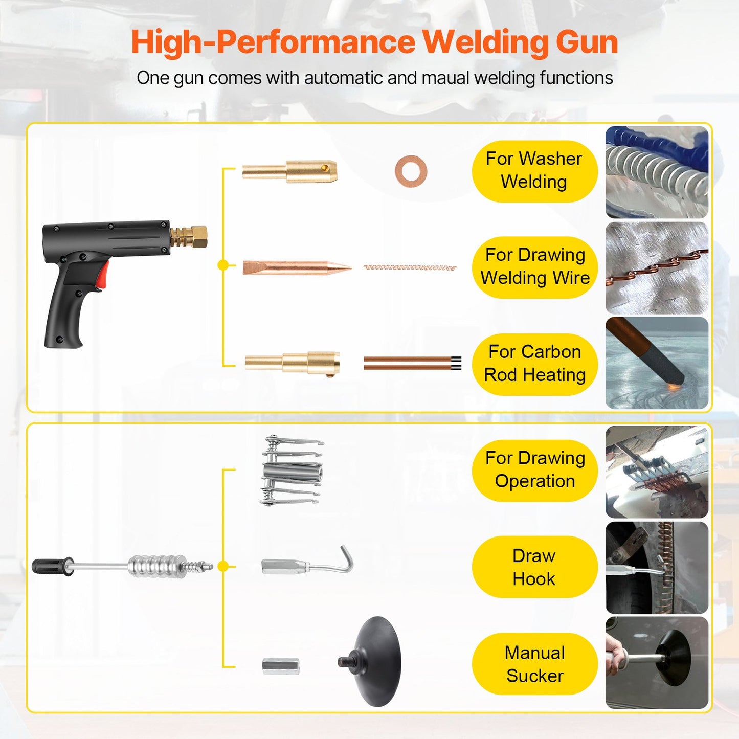 Bolzenschweiß-Ausbeulset, Punktschweißgerät mit Gleithammer-Ausbeulwerkzeug, professionelles Ausbeulset für die Karosseriereparatur
