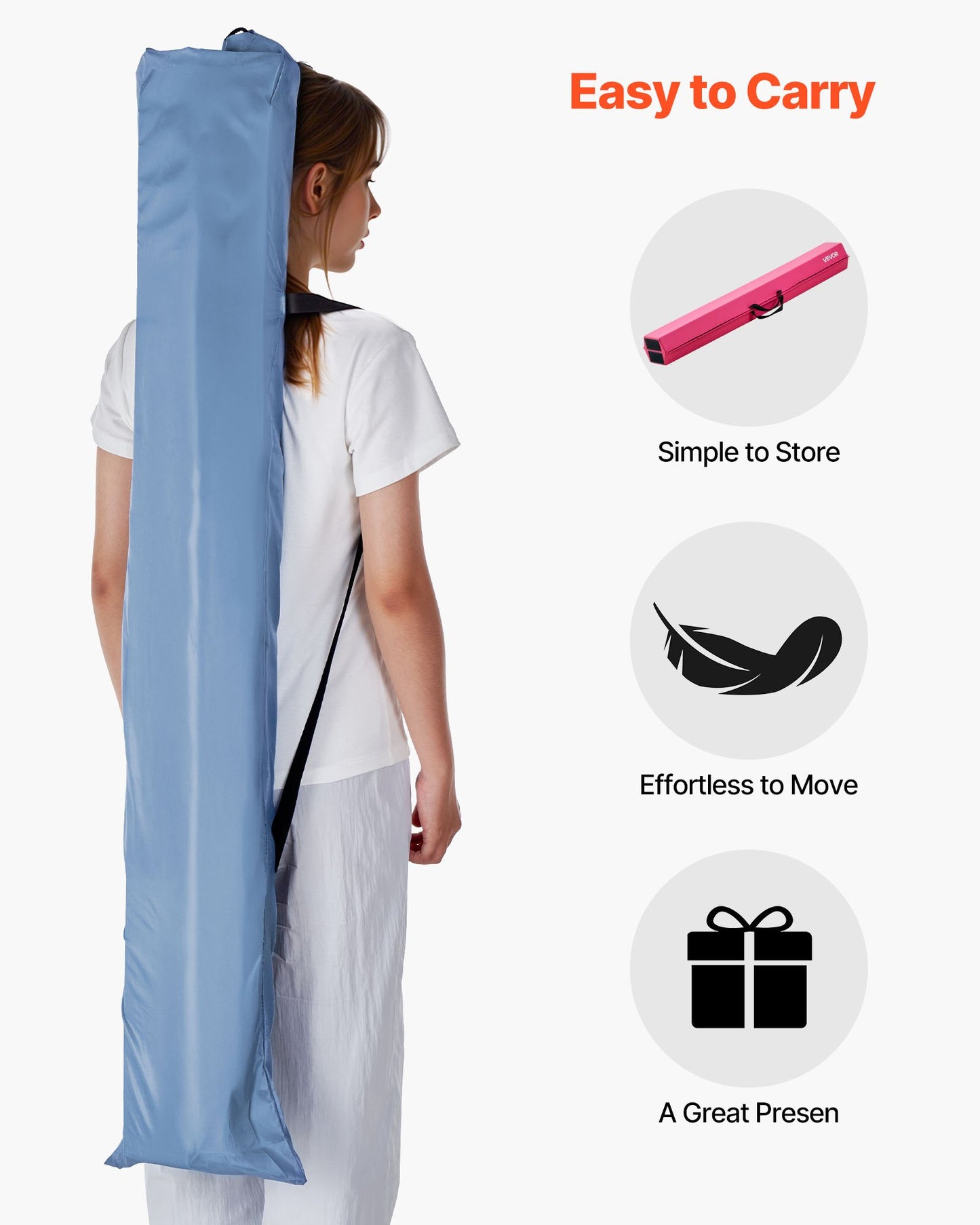 8 Fuß (ca. 2,4 m) langer, klappbarer Balancierbalken für Kinder, 90,7 kg stabiler Bodenbalken mit rutschfesten Matten, Gymnastik-Trainingsgerät mit rutschfester Unterseite und Tragetasche für das Heim-Fitnessstudio, Pink