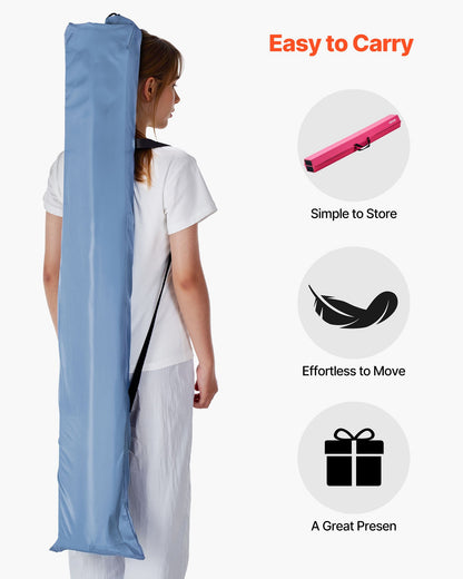 8 Fuß (ca. 2,4 m) langer, klappbarer Balancierbalken für Kinder, 90,7 kg stabiler Bodenbalken mit rutschfesten Matten, Gymnastik-Trainingsgerät mit rutschfester Unterseite und Tragetasche für das Heim-Fitnessstudio, Pink