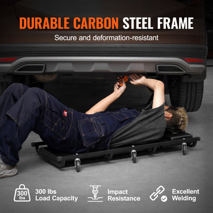 Mechanic Garage Creeper, 1016 mm, 136.1 kg Capacity Automotive Rolling Creeper with 6 Casters Adjustable Cushioned Headrest, Heavy Duty Steel Frame Low Profile for Garages, Repair Shops, and DIY