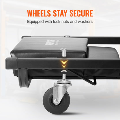 Mechanic Garage Creeper, 1016 mm, 136.1 kg Capacity Automotive Rolling Creeper with 6 Casters Adjustable Cushioned Headrest, Heavy Duty Steel Frame Low Profile for Garages, Repair Shops, and DIY