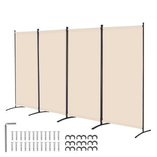Room Divider, 4 Panels Room Divider, Folding Privacy Screen and Portable Partition Divider for Room Separation, Freestanding Room Partitions for Office, Bedroom, Study, Beige