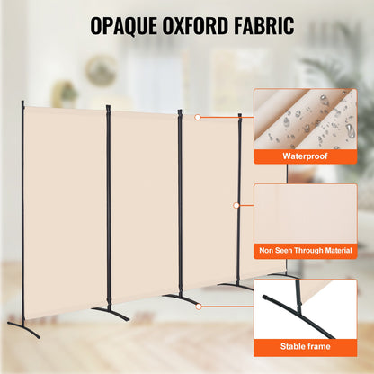 Room Divider, 4 Panels Room Divider, Folding Privacy Screen and Portable Partition Divider for Room Separation, Freestanding Room Partitions for Office, Bedroom, Study, Beige