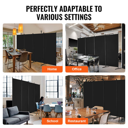 Room Divider, 4 Panels Room Divider, Folding Privacy Screen and Portable Partition Divider for Room Separation, Freestanding Room Partitions for Office, Bedroom, Study, Black