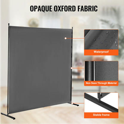 Room Divider, Single Panel Room Divider, 6FT Privacy Screen Indoor, Partition Divider for Room Separation, Freestanding Room Divider Panel for Office, Bedroom, Grey