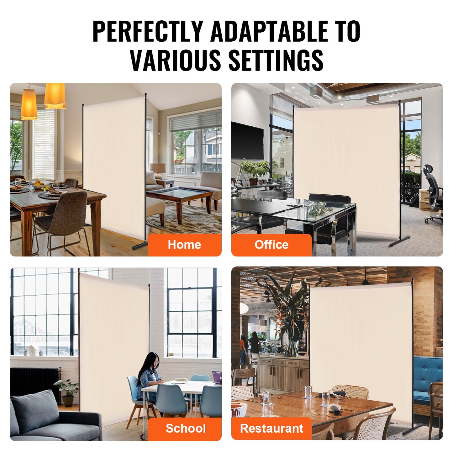 Raumteiler, einteiliger Raumteiler, 1,8 m Sichtschutz für Innenräume, Trennwand zur Raumaufteilung, freistehendes Raumteilerpaneel für Büro, Schlafzimmer, Beige