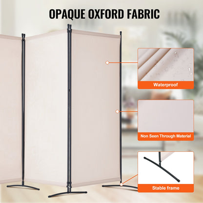 Raumteiler, 3-teiliger Raumteiler, faltbarer Sichtschutz und mobile Trennwand zur Raumaufteilung, freistehende Raumteiler für Büro, Schlafzimmer, Arbeitszimmer, Beige