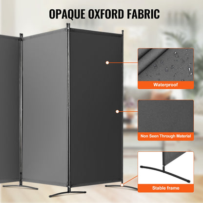 Raumteiler, 3-teiliger Raumteiler, faltbarer Sichtschutz und mobile Trennwand zur Raumaufteilung, freistehende Raumteiler für Büro, Schlafzimmer, Arbeitszimmer, Grau