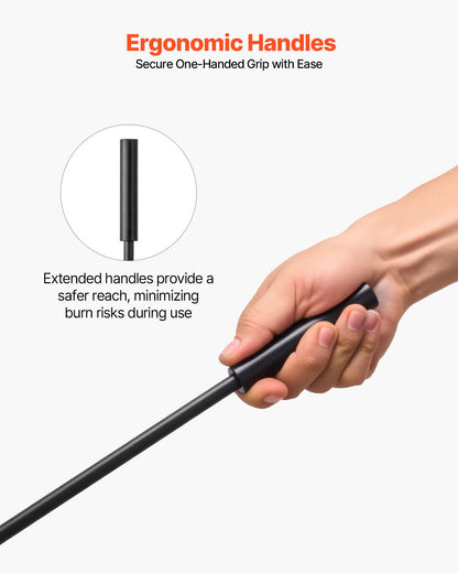 Fireplace Tool Set, 5 PCS Fire Tool Set and Holder with Square-Frame Stand, Tongs, Ash Shovel, Brush, Fire Place Poker, Wrought Iron Steel Fireplace Accessories for Indoor/Outdoor, Black