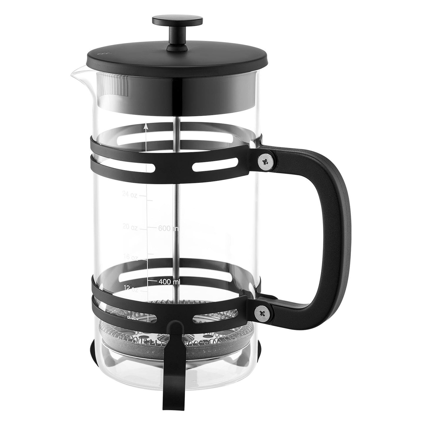 French-Press-Kaffeebereiter, 1 Liter, Borosilikatglas, mit Edelstahlfilter, große French Presse aus Glas für Cold Brew, ideal für Camping, Reisen, Zuhause und Küche, Silber