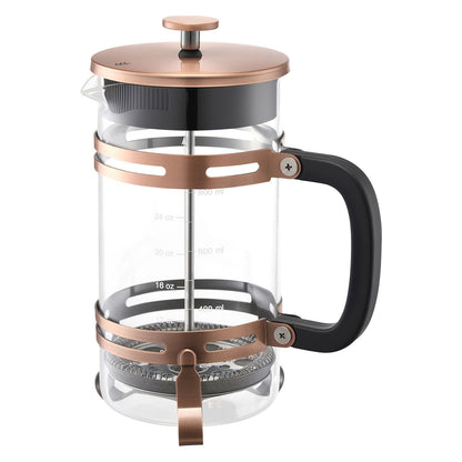 French-Press-Kaffeebereiter, 1 Liter, Borosilikatglas, mit Edelstahlfilter, große French Presses aus Glas für Cold Brew, ideal für Camping, Reisen, Zuhause und Küche, Kupfer