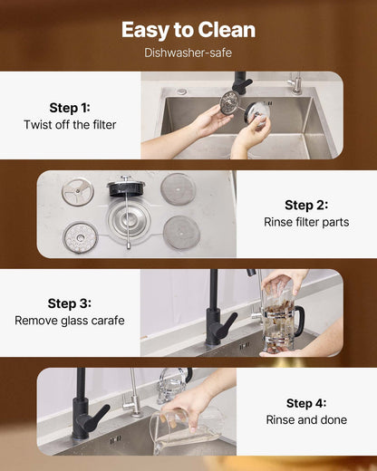 French-Press-Kaffeebereiter, 1 Liter, Borosilikatglas, mit Edelstahlfilter, große French Presse aus Glas für Cold Brew, ideal für Camping, Reisen, Zuhause und Küche, Silber