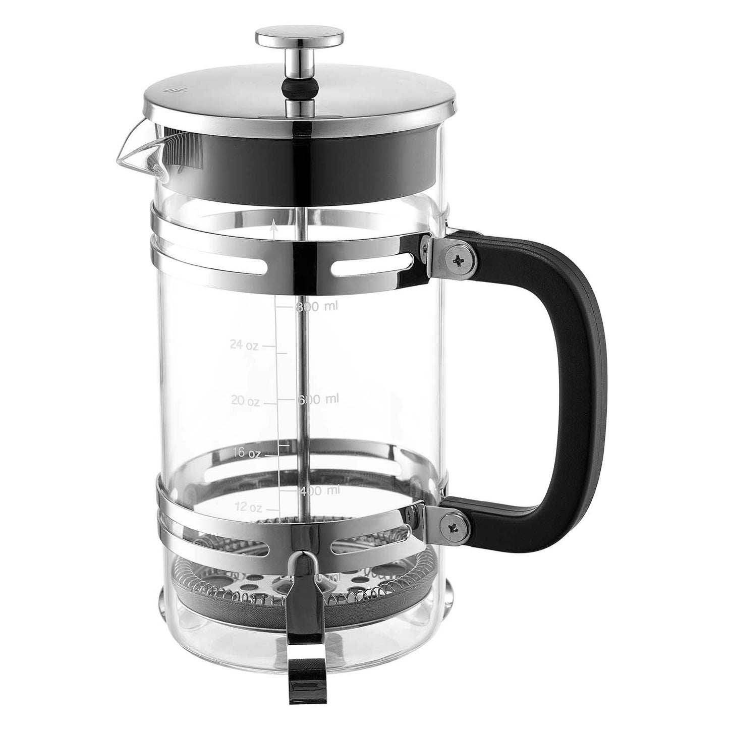 French-Press-Kaffeebereiter, 1 Liter, Borosilikatglas, mit Edelstahlfilter, große French Presse aus Glas für Cold Brew, ideal für Camping, Reisen, Zuhause und Küche, Silber